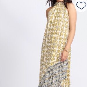 Vince Camuto Gold and Black Patterned Maxi Dress
